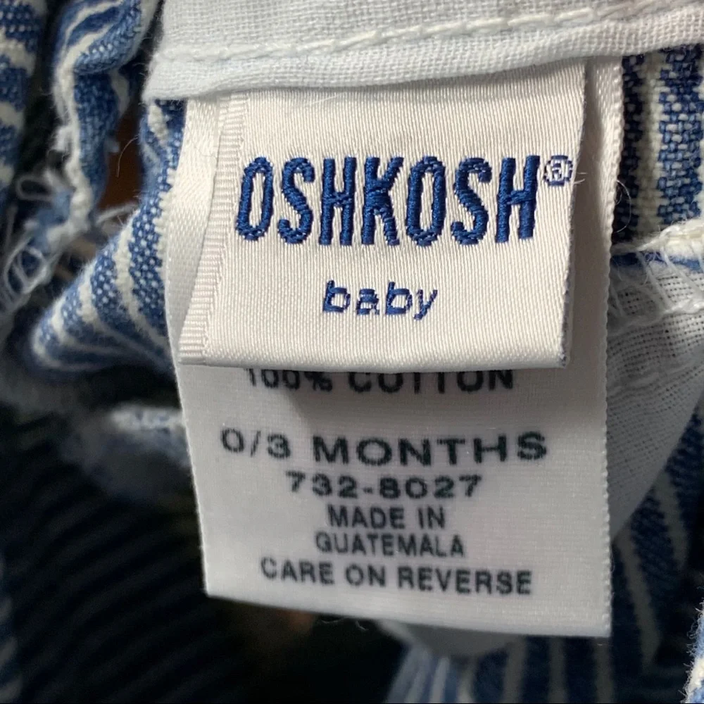 OshKosh B'gosh Blue & White Striped Short Overalls